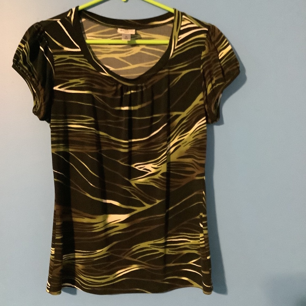 Women’s Worthington Black, and green, Print Top Size M